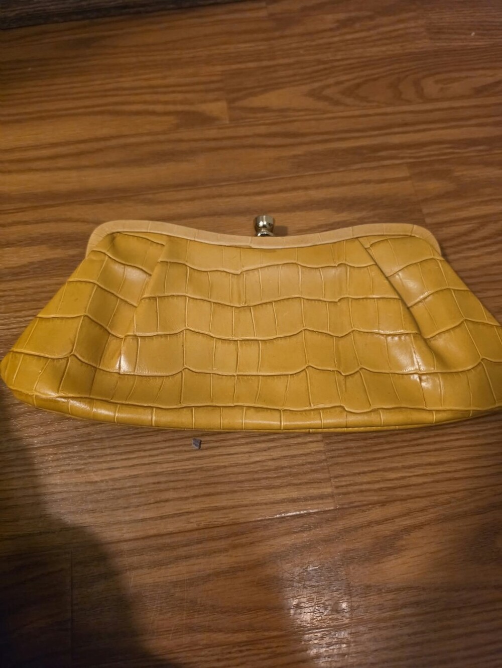 Banana Republic Mustard Yellow Croc-Embossed Clutch